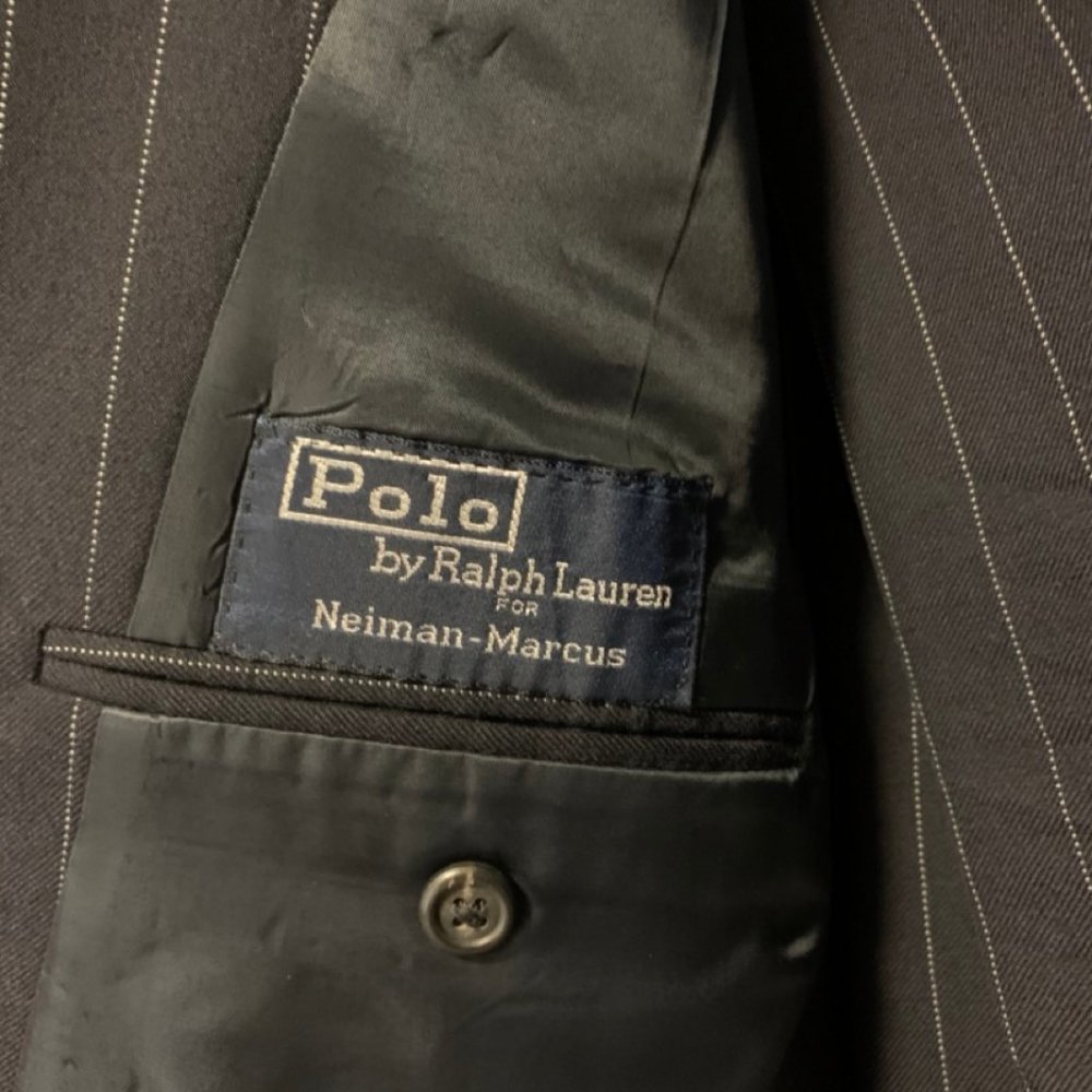 Ralph Lauren Double Breasted Pinstripe Dark Navy 2 Piece Suit 42L - Picture 3 of 9
